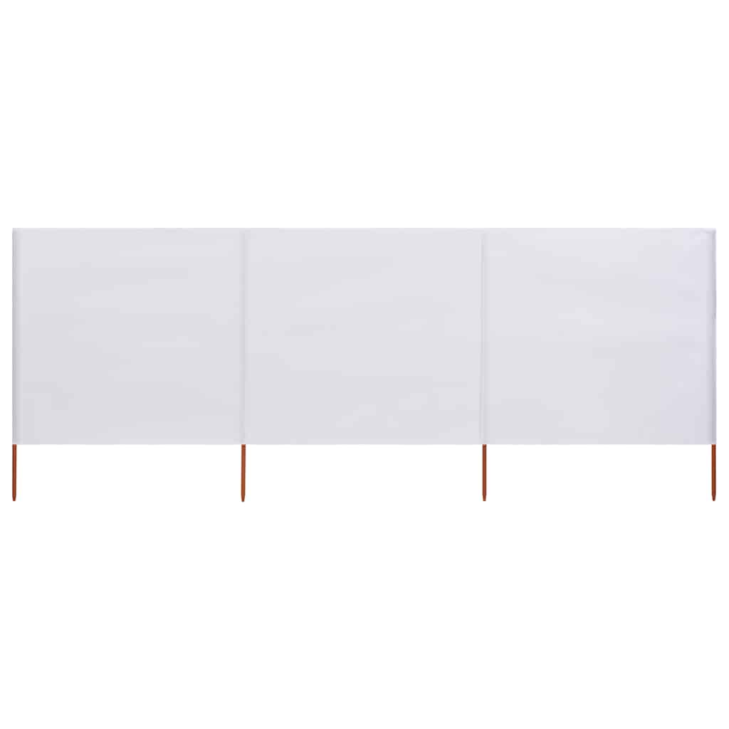 vidaXL Paravan anti-vânt cu 3 panouri, alb nisipiu, 400x80 cm, textil