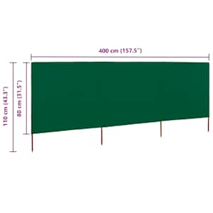 3dílná zástěna proti větru textil 400 x 80 cm zelená - obrázek 6