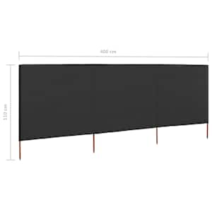 3dílná zástěna proti větru textil 400 x 80 cm antracitová - obrázek 6
