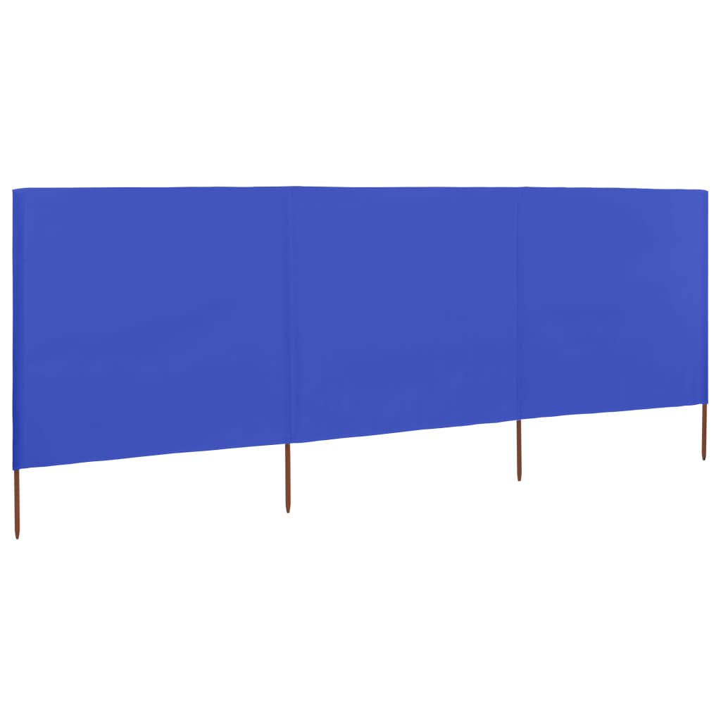 vidaXL Windscherm 3-panelen 400x80 cm stof azuurblauw afbeelding