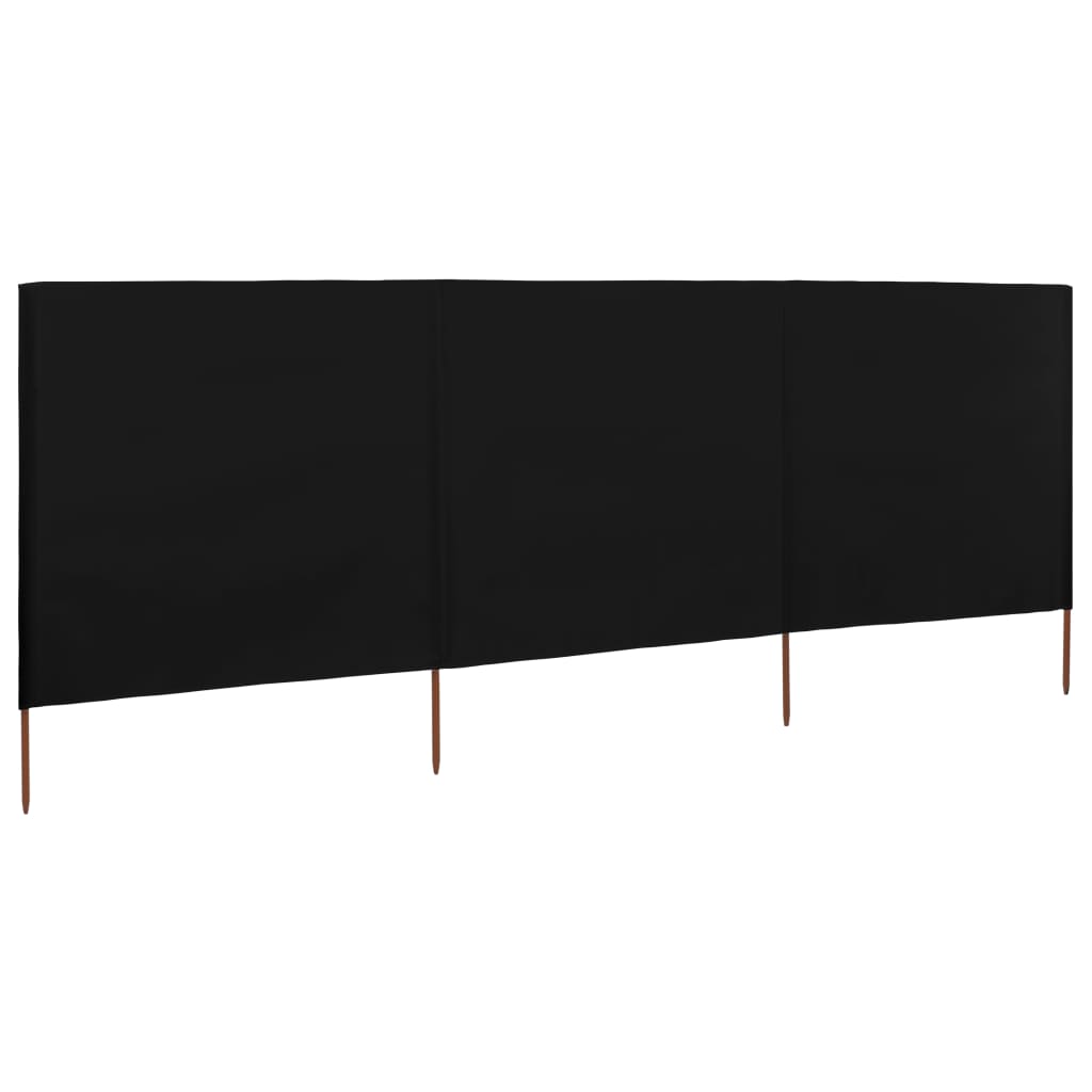 vidaXL 3-panel Wind Screen Fabric 400x120 cm Black