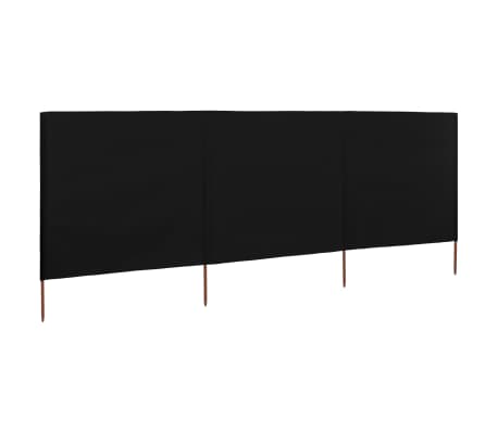 vidaXL 3-panel Wind Screen Fabric 400x120 cm Black