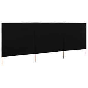 3dílná zástěna proti větru látková 400 x 120 cm černá - obrázek 2