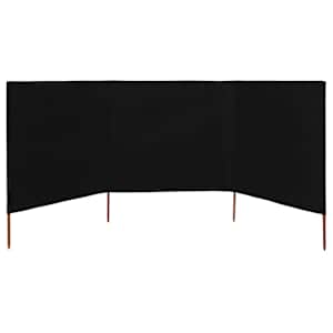 3dílná zástěna proti větru látková 400 x 120 cm černá - obrázek 3