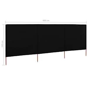 3dílná zástěna proti větru látková 400 x 120 cm černá - obrázek 6