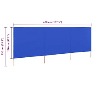 3dílná zástěna proti větru látková 400 x 120 cm azurově modrá - obrázek 6