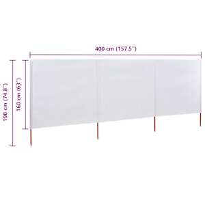 3dílná zástěna proti větru látková 400 x 160 cm pískově bílá - obrázek 6