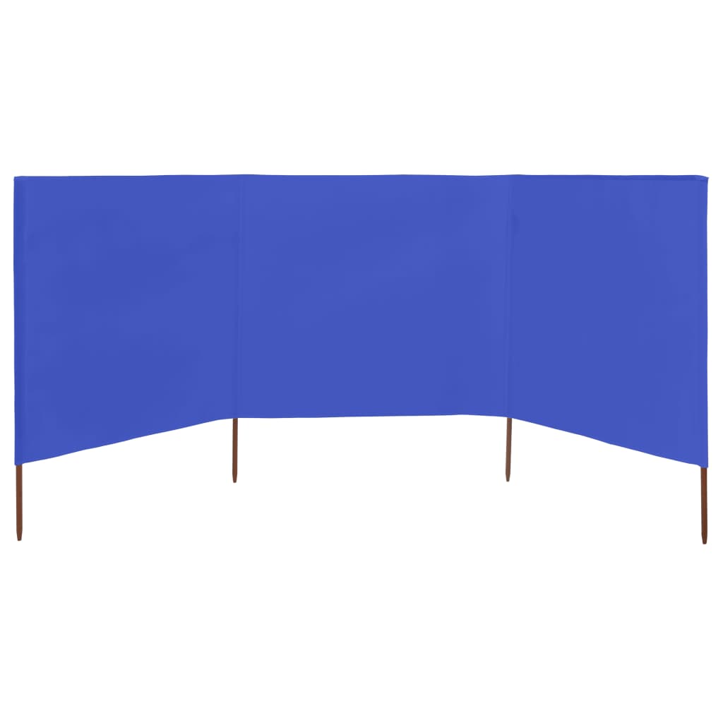 Vjetrobran s 3 panela od tkanine 400 x 160 cm azurno plavi