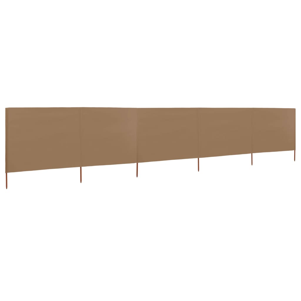 vidaXL Windscherm 5-panelen 600x80 cm stof taupe afbeelding