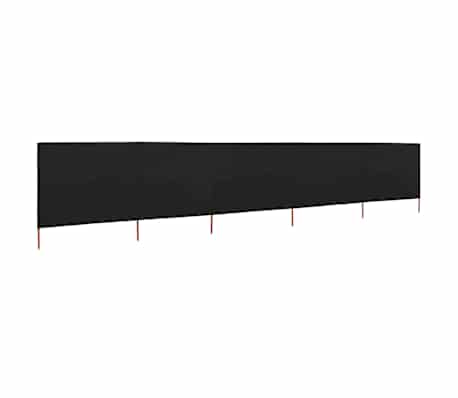 vidaXL Paravan anti-v&acirc;nt cu 5 panouri, negru, 600 x 80 cm, textil