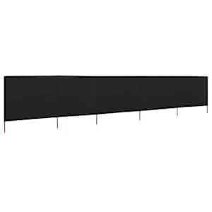 vidaXL Paravan anti-v&acirc;nt cu 5 panouri, negru, 600 x 80 cm, textil