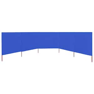 5dílná zástěna proti větru látková 600 x 80 cm azurově modrá - obrázek 3