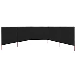 5dílná zástěna proti větru textil 600 x 120 cm černá - obrázek 3