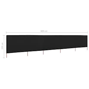 5dílná zástěna proti větru textil 600 x 120 cm černá - obrázek 6