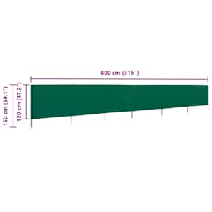 6dílná zástěna proti větru látková 800 x 120 cm zelená - obrázek 6