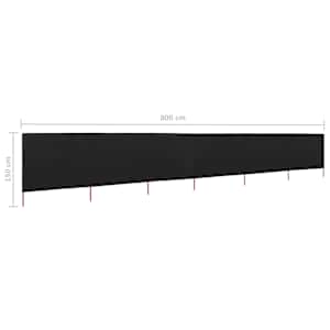 6dílná zástěna proti větru látková 800 x 120 cm černá - obrázek 6
