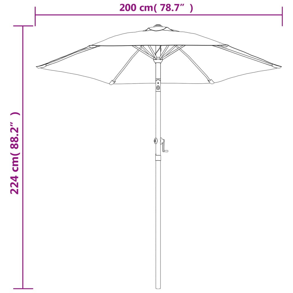 Parasol, piaskowa biel, 200x224 cm, aluminium