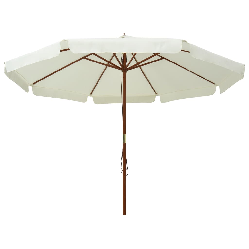 vidaXL Parasol met houten paal 330 cm zandwit afbeelding