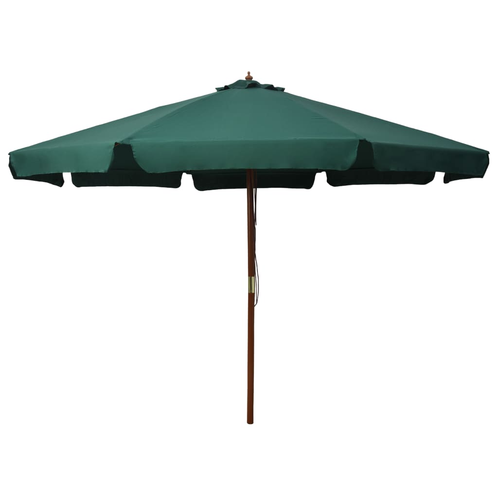 vidaXL Umbrelă de soare de exterior, stâlp din lemn, verde, 330 cm vidaxl.ro