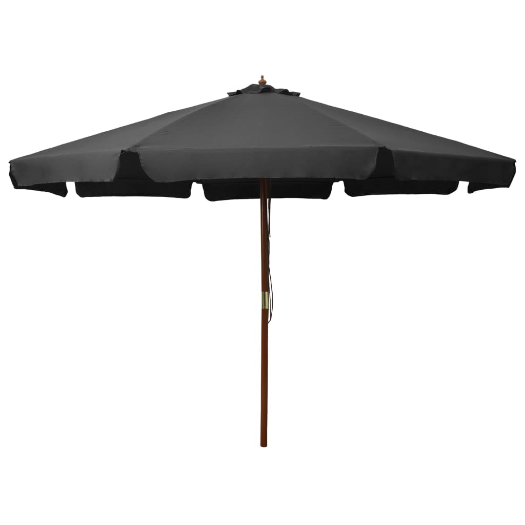 vidaXL Umbrelă de soare de exterior, stâlp din lemn, antracit, 330 cm