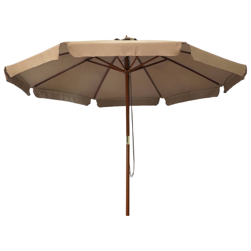 vidaXL Parasol met houten paal 330 cm taupe afbeelding