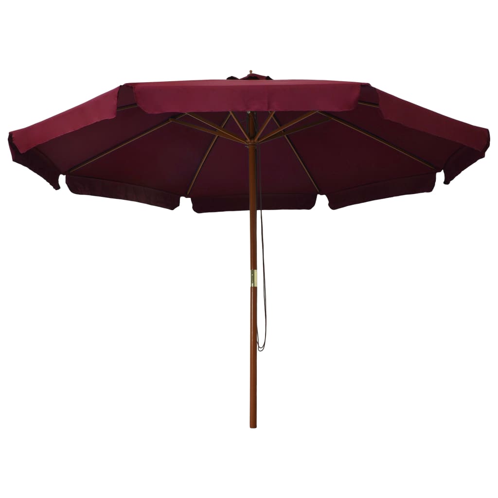 vidaXL Umbrelă de soare de exterior, stâlp lemn, roșu burgund, 330 cm
