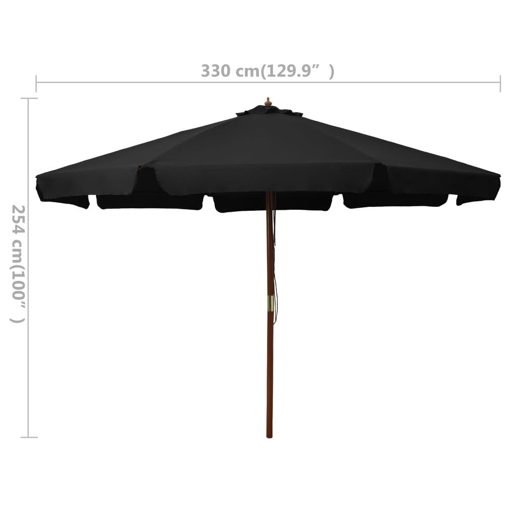 Sonnenschirm mit Holzmast 330 cm Schwarz | Stepinfit.de
