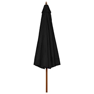 Zahradní slunečník s dřevěnou tyčí 330 cm černý - obrázek 3