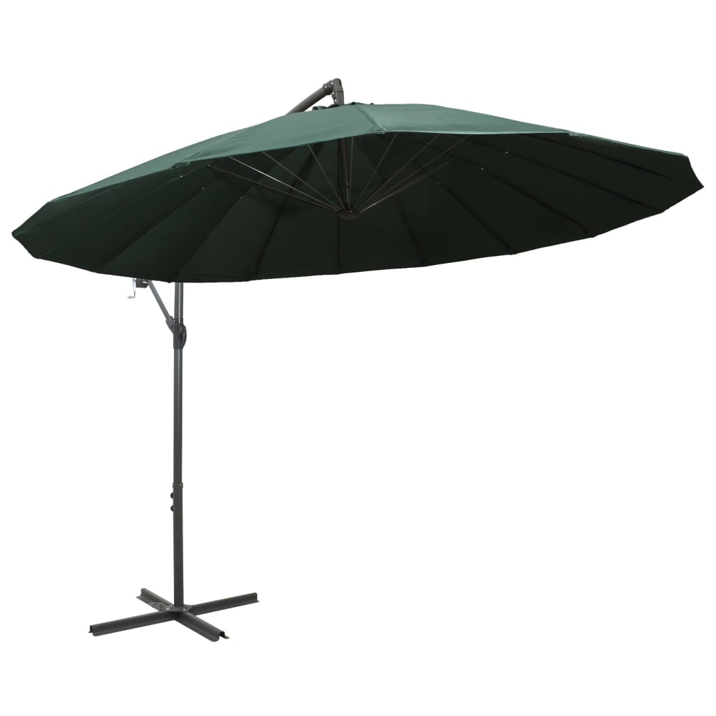 vidaXL Umbrelă de soare suspendată, verde, 3 m, stâlp de aluminiu Aluminiu