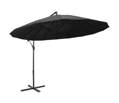 vidaXL Umbrelă de soare suspendată, antracit, 3 m, st&acirc;lp de aluminiu