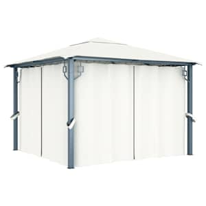 vidaXL varikatus kardinaga 300 x 300 cm, kreemjasvalge, alumiinium