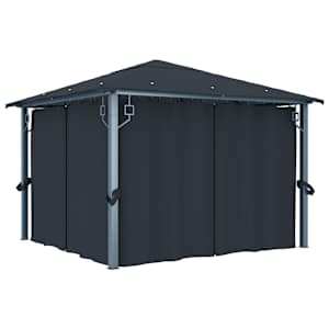 vidaXL varikatus kardinaga 300 x 300 cm, antratsiithall, alumiinium