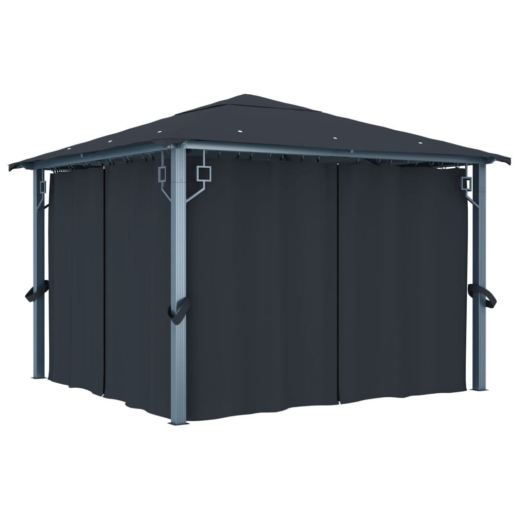 Cenador con Cortina Carpa Tienda Marquesina Porche de Jardín Aluminio vidaXL