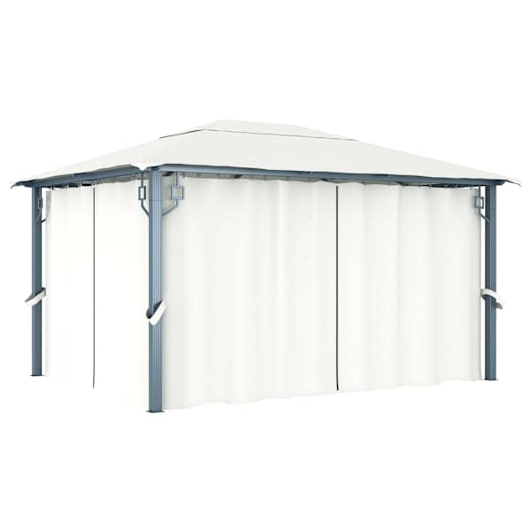 vidaXL varikatus kardinaga 400 x 300 cm, kreemjasvalge, alumiinium
