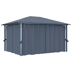 vidaXL varikatus kardinaga 400 x 300 cm, antratsiithall, alumiinium
