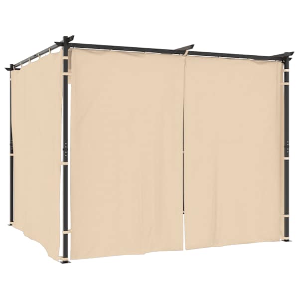 vidaXL varjualune kardinatega, 3 x 3 m, kreemjasvalge, teras