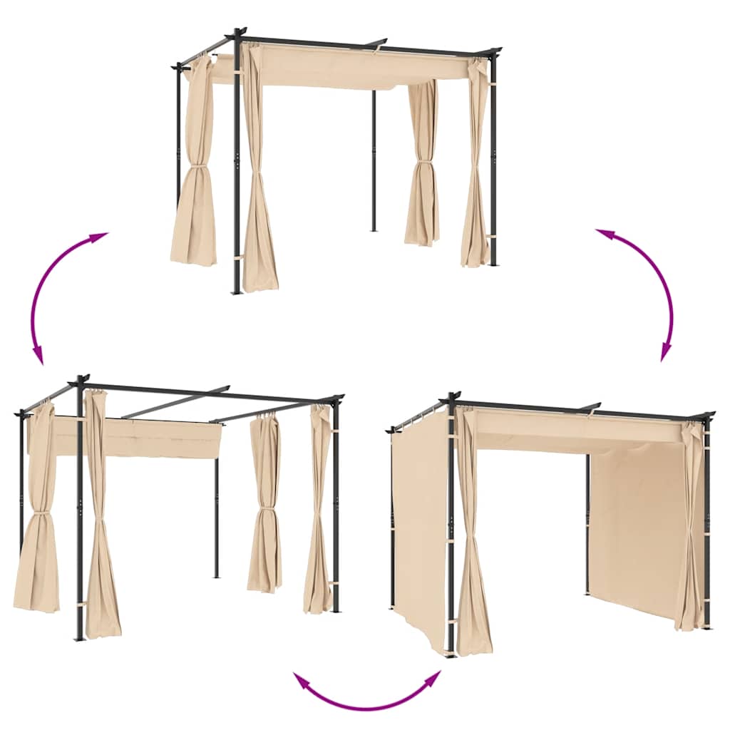 Tonnelle avec Rideaux 3x3 2024 m Anthracite Belvédère Chapiteau Pavillon vidaXL