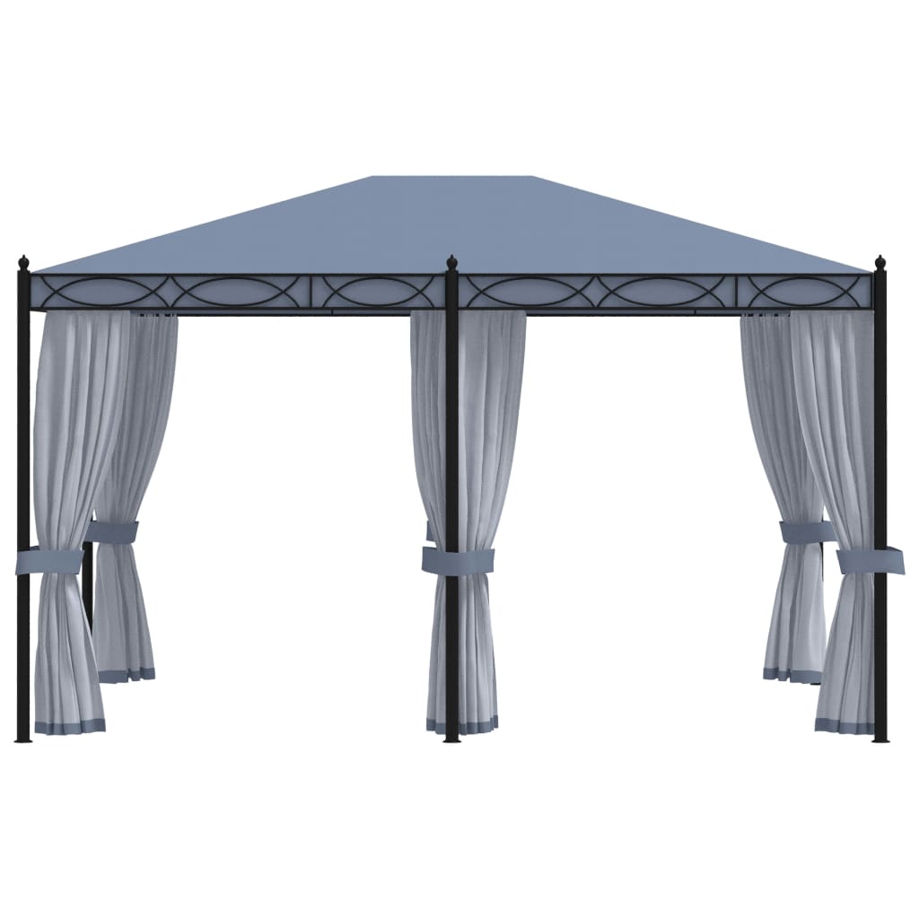 vidaXL Prieel met horren 3x4 m staal antraciet afbeelding