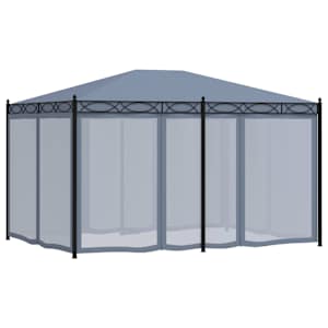 Altán se závěsy s moskytiérou 3 x 4 m antracitový ocel - obrázek 4