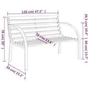 Zahradní lavice 120 cm šedá dřevo - obrázek 8