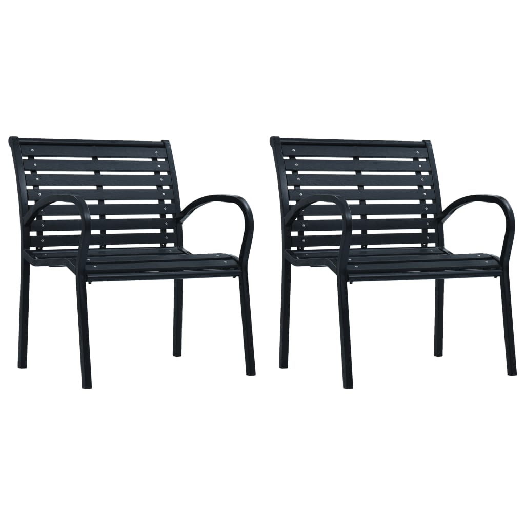 

vidaXL Patio Chairs 2 pcs Black Steel and WPC