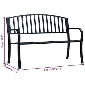 Zahradní lavice 125 cm černá ocel - obrázek 7