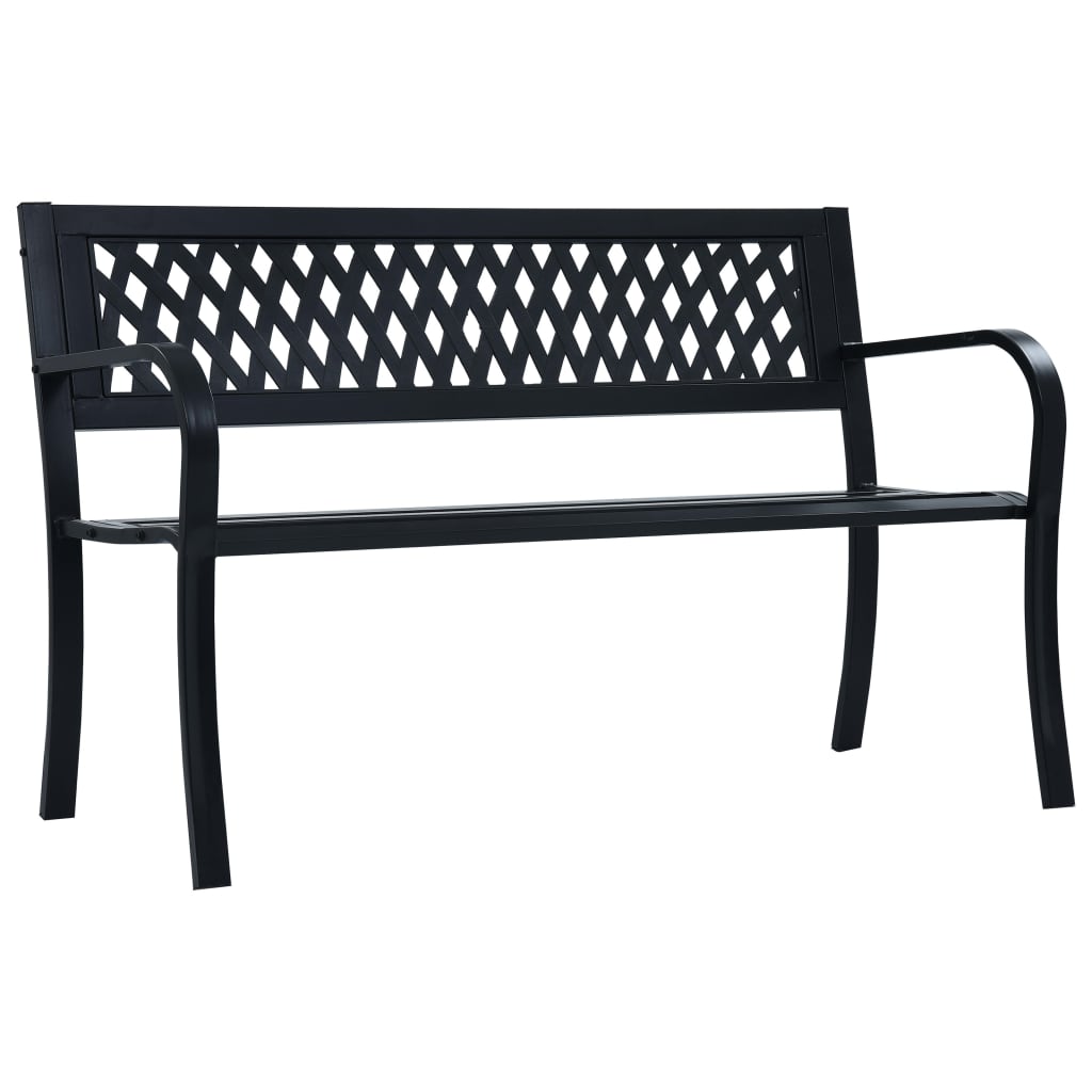 vidaXL Garden Bench 125 cm Black Steel