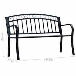 Zahradní lavice 125 cm černá ocel - obrázek 8