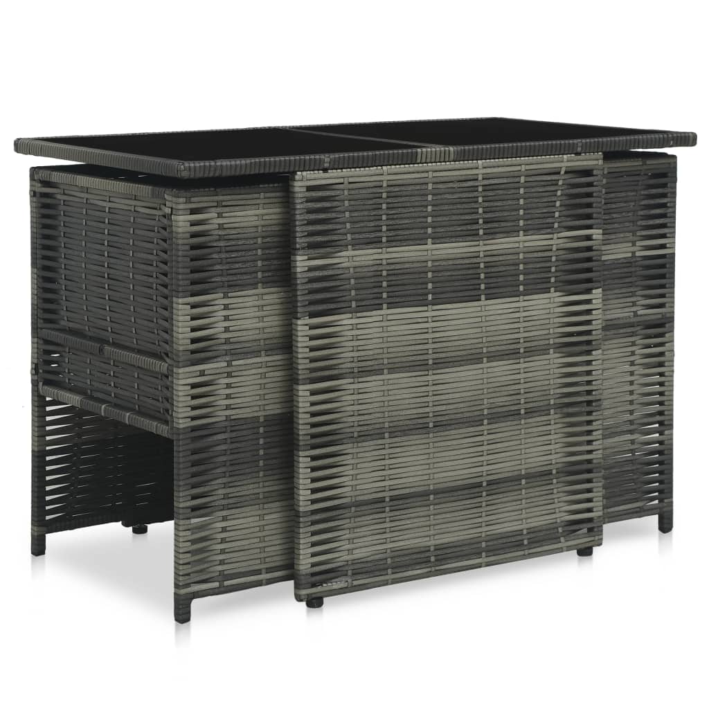 Thumbnail - vidaXL 3-tlg. Bistro-Set mit Auflagen Poly Rattan Grau