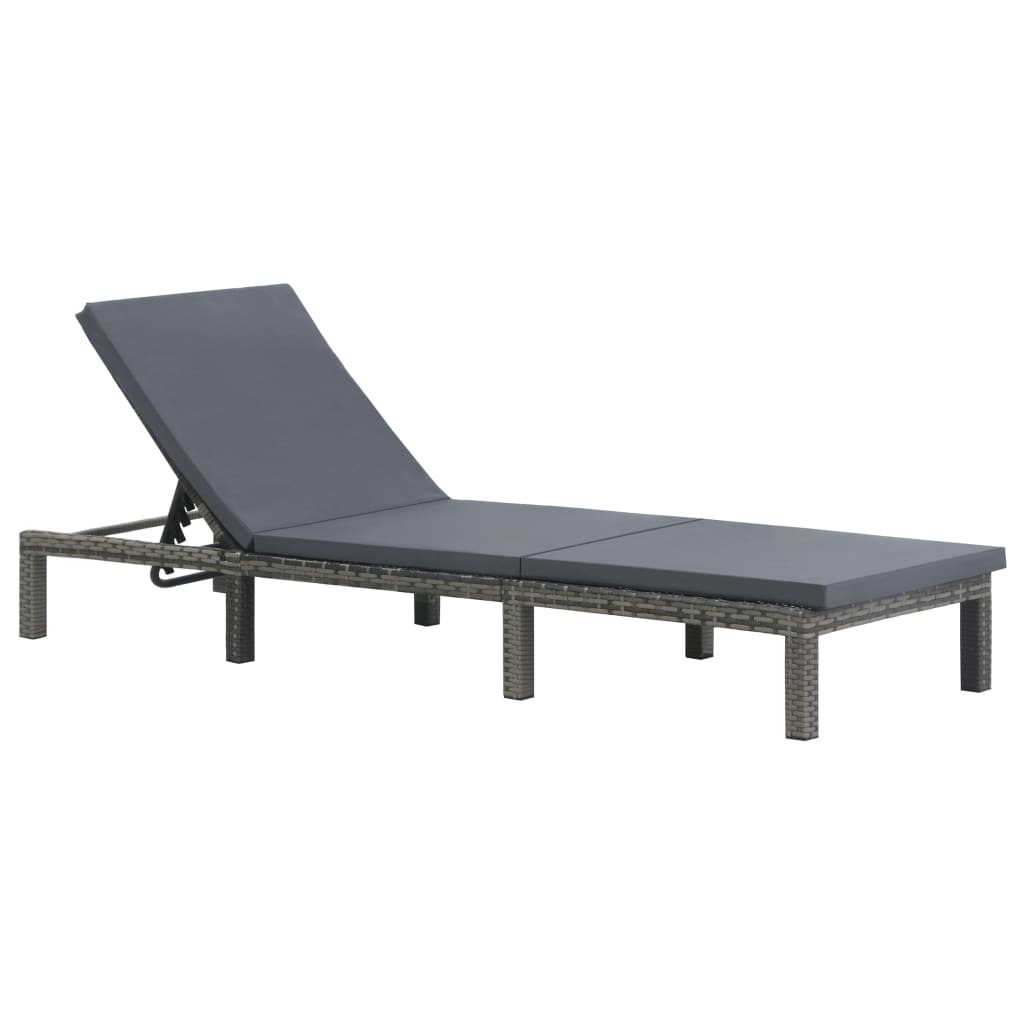 Photos - Garden Furniture VidaXL Sun Lounger with Cushion Poly Rattan Anthracite 