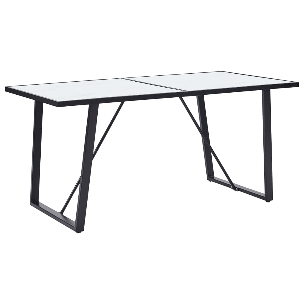 Image of vidaXL Dining Table White 140x70x75 cm Tempered Glass