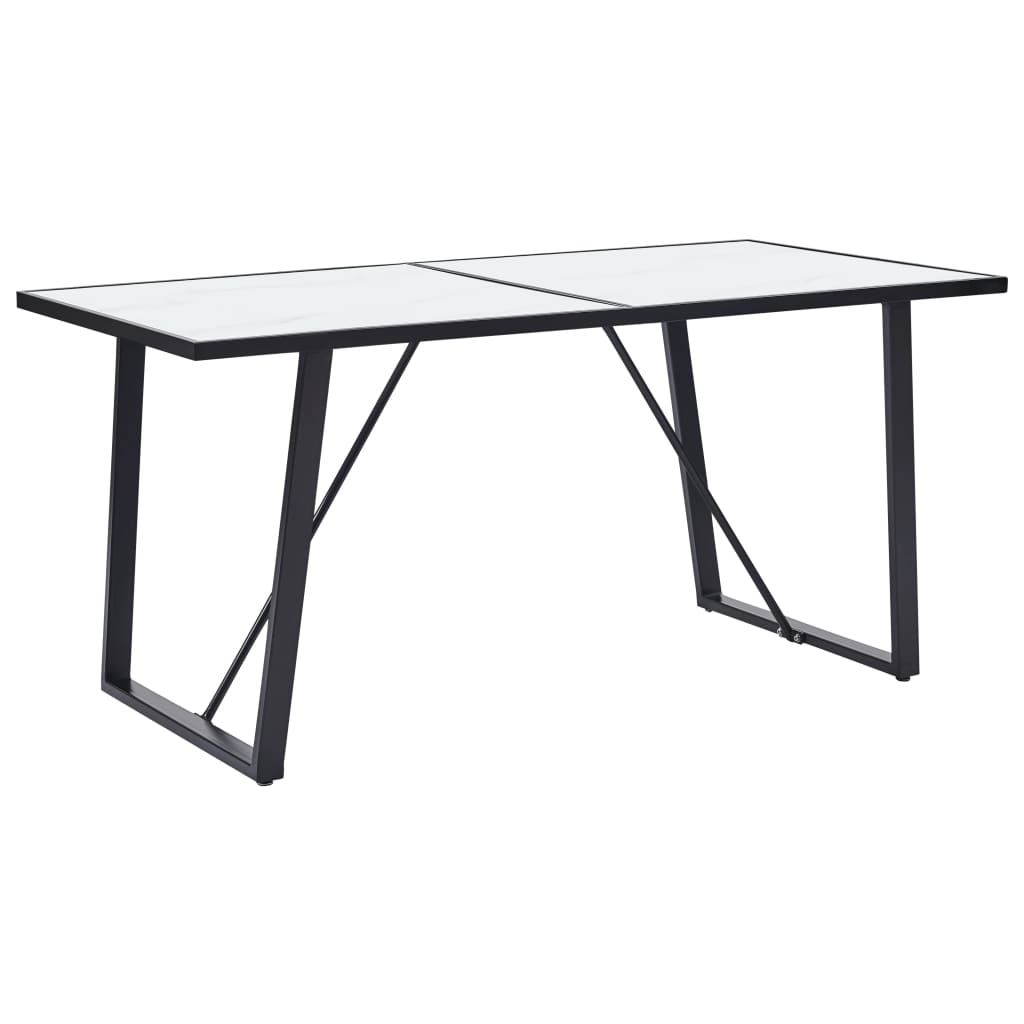 

vidaXL Dining Table White 63"x31.5"x29.5" Tempered Glass