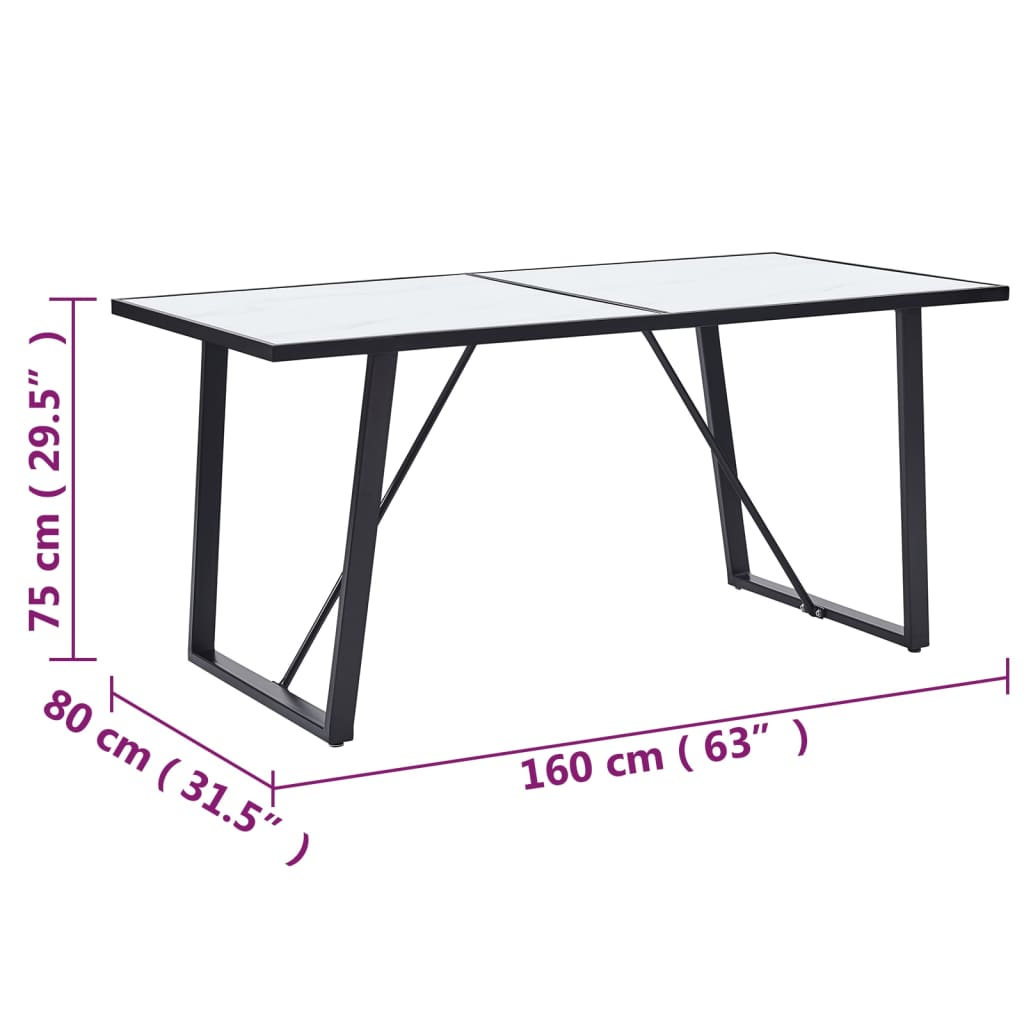 Prečunoliktava - Tev un tavai dzīvei - virtuves galds, balts, 160x80x75 cm, rūdīts stikls