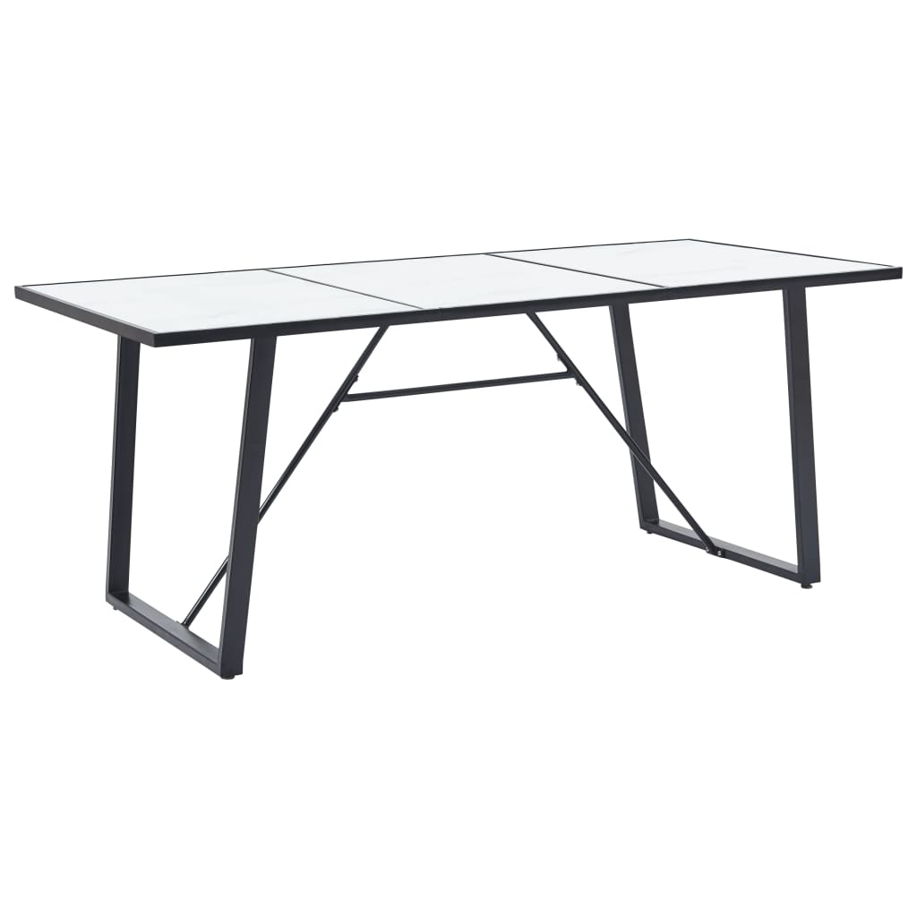 Dining Table White 200x100x75 cm Tempered Glass